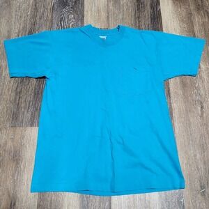 Vintage BVD Blank Selvedge Pocket Shirt Mens Size Large Blue Made In USA 90s